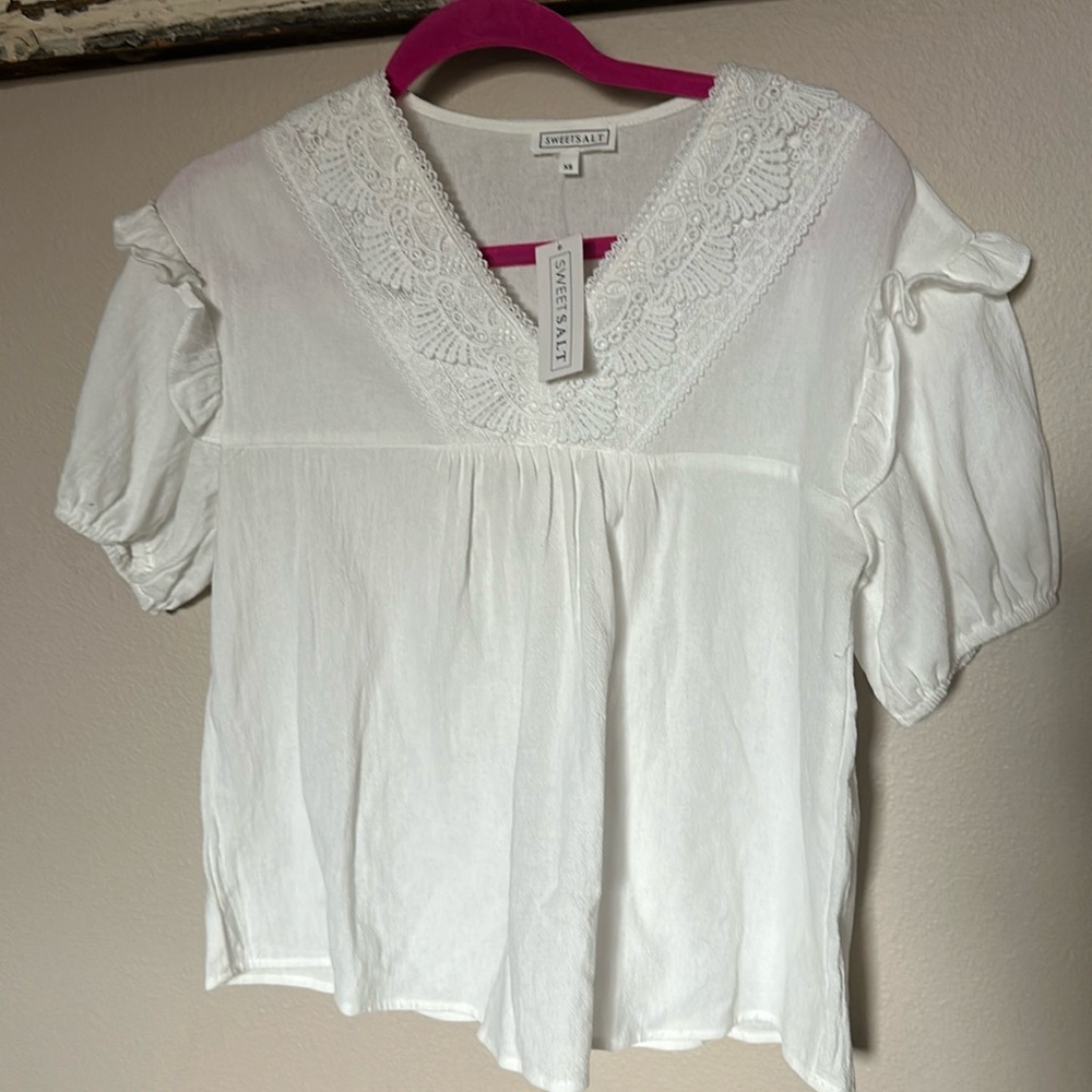 NWT SWEET SALT WHITE BLOUSE